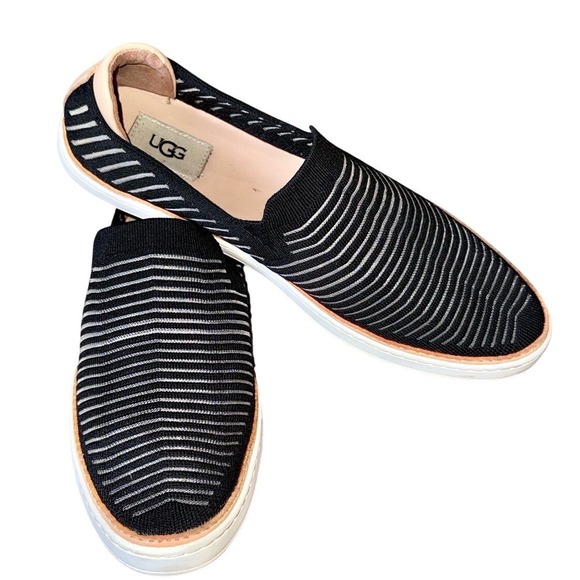 UGG Sammy HyperWeave Stripe Knit Slip-On Sneakers Black Gray | Women\'s 12 main image 6